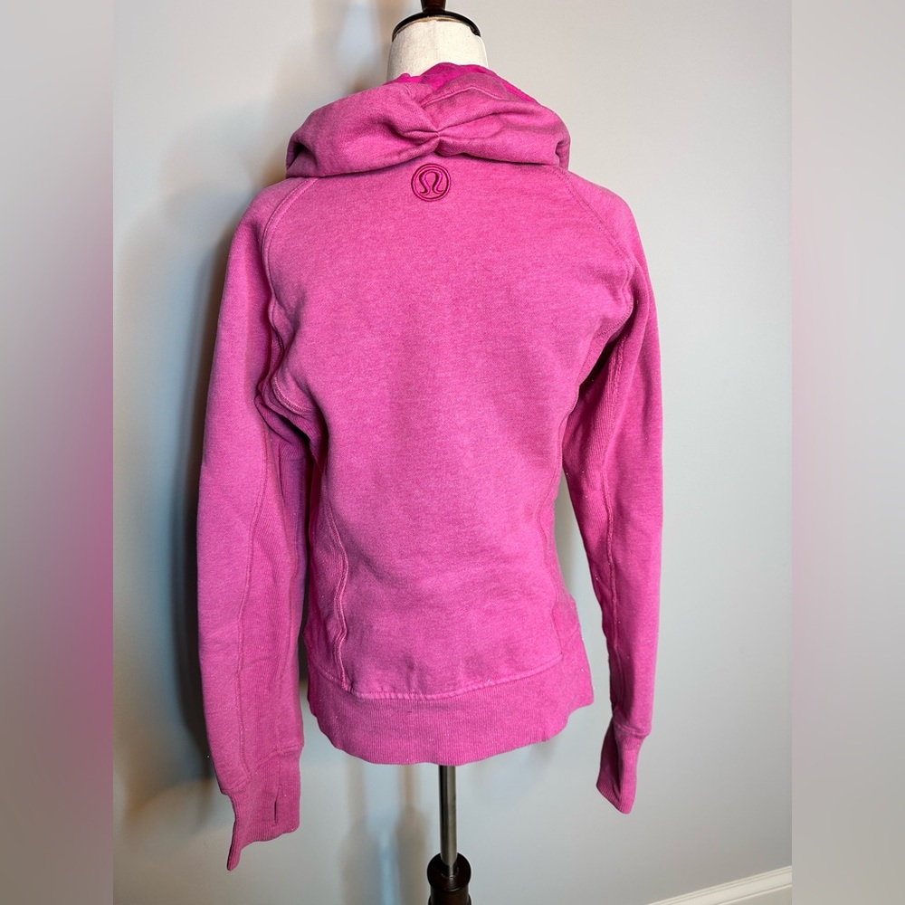 Sz 8 Lululemon Cuddle Up scuba full zip jacket sweatshirt heathered Paris pink - Picture 6 of 9